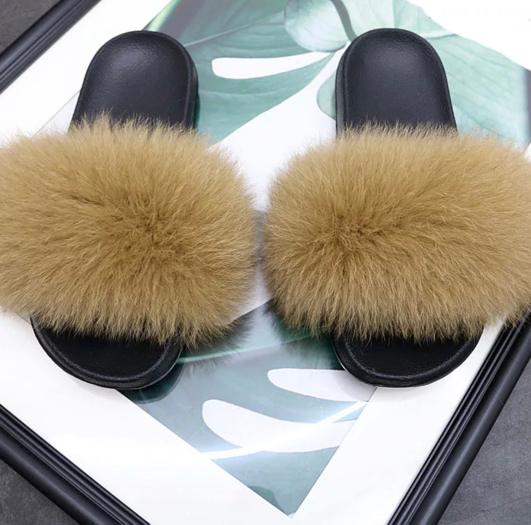 Brown fox fur slides