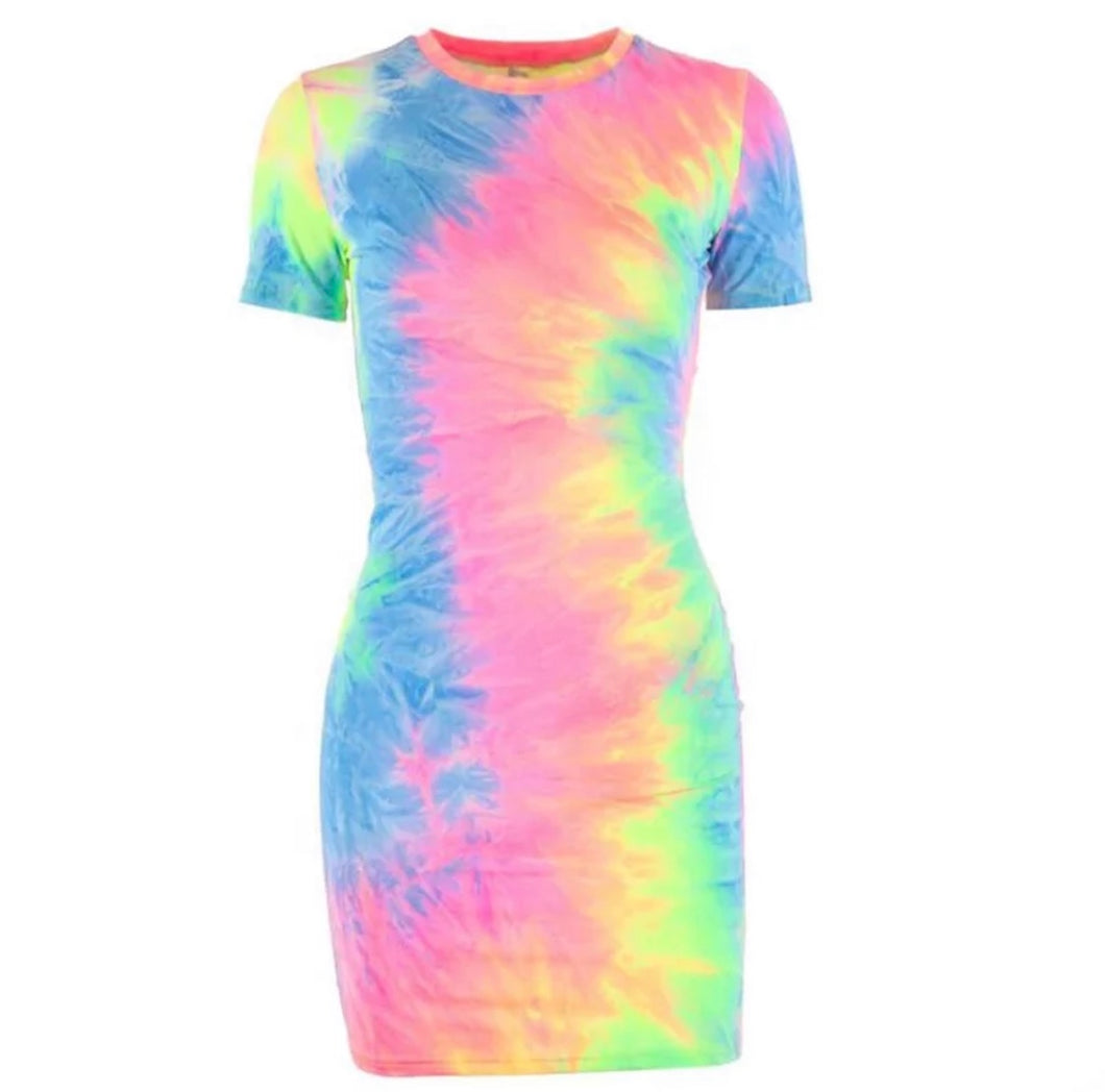 Short Sleeve Tie Dye Dress